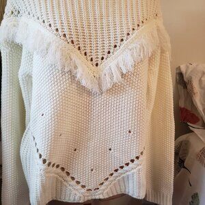 Women's Fringed Ivory Sweater